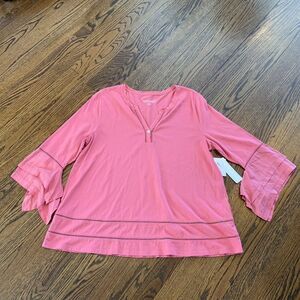 NWT Soft‎ Surroundings Modal Tunic Top Coral Salmon Flutter Bell Sleeve Size XL